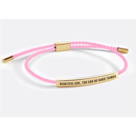 RETAIL $70 Mint & Lilly Beautiful Girl You Can Do Hard Things Pink Gold Bracelet - Picture 1 of 1